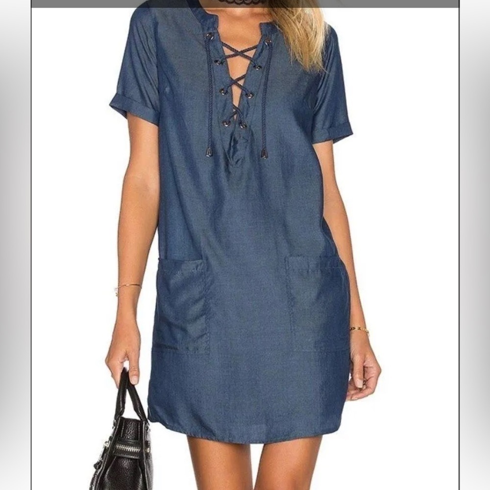 Lovers + Friends Rayon Shirt Dress Pockets